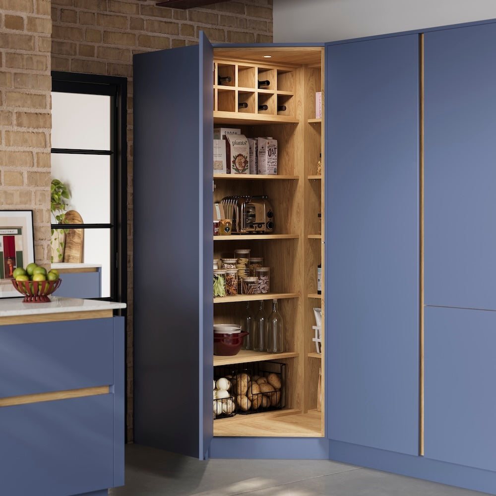 Blue kitchen pantry