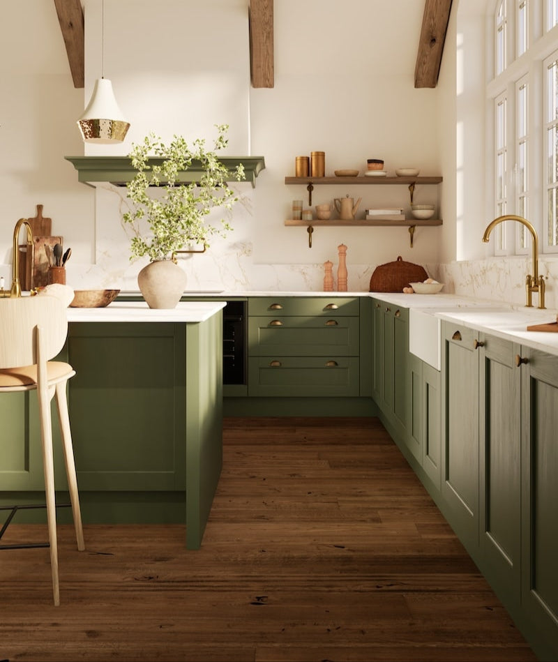 green bespoke kitchen