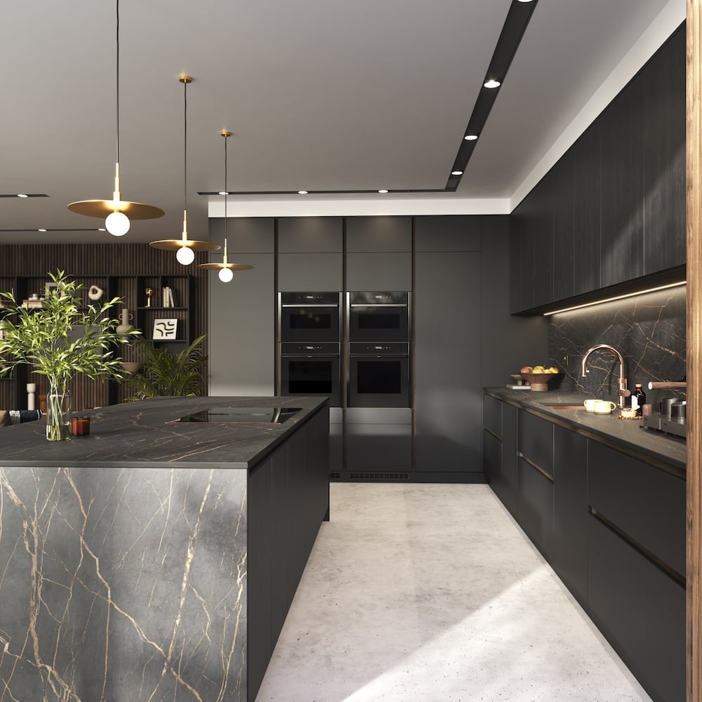 Black handleless modern ktichen