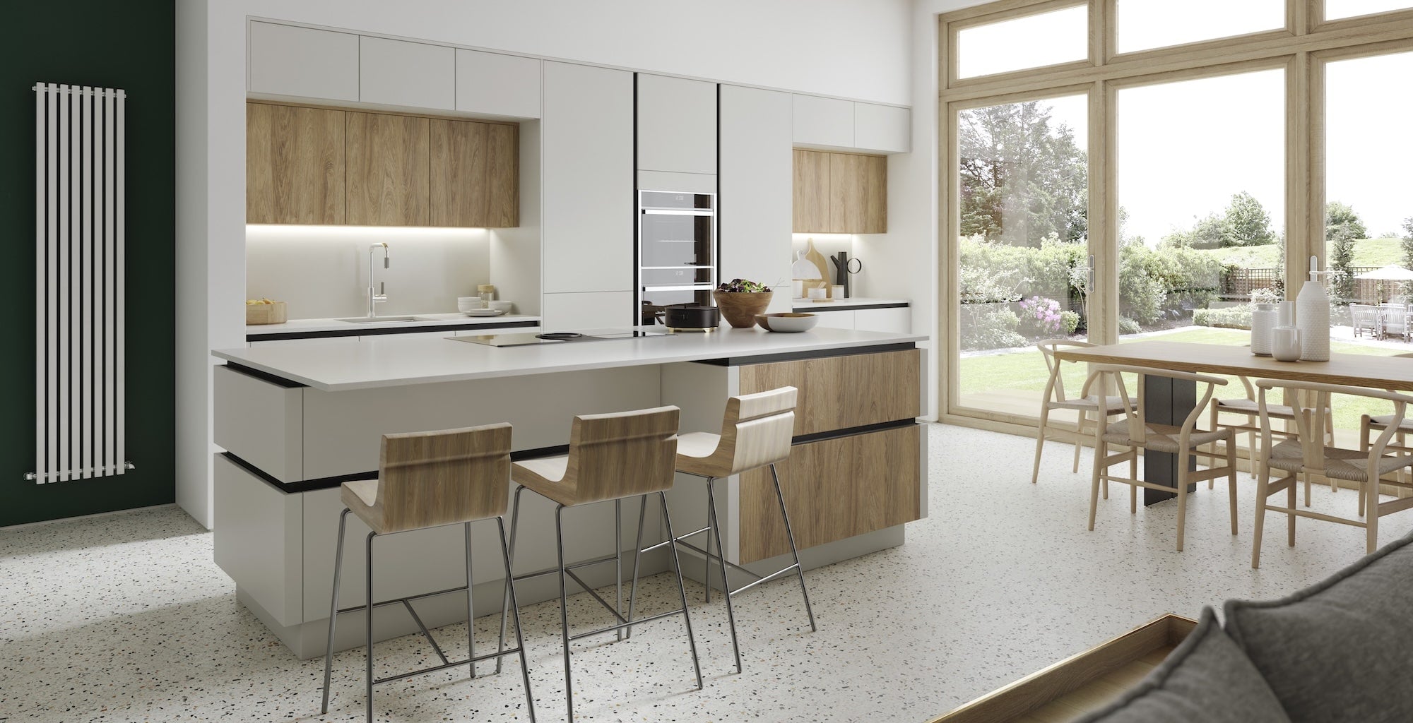 White handleless German kitchen