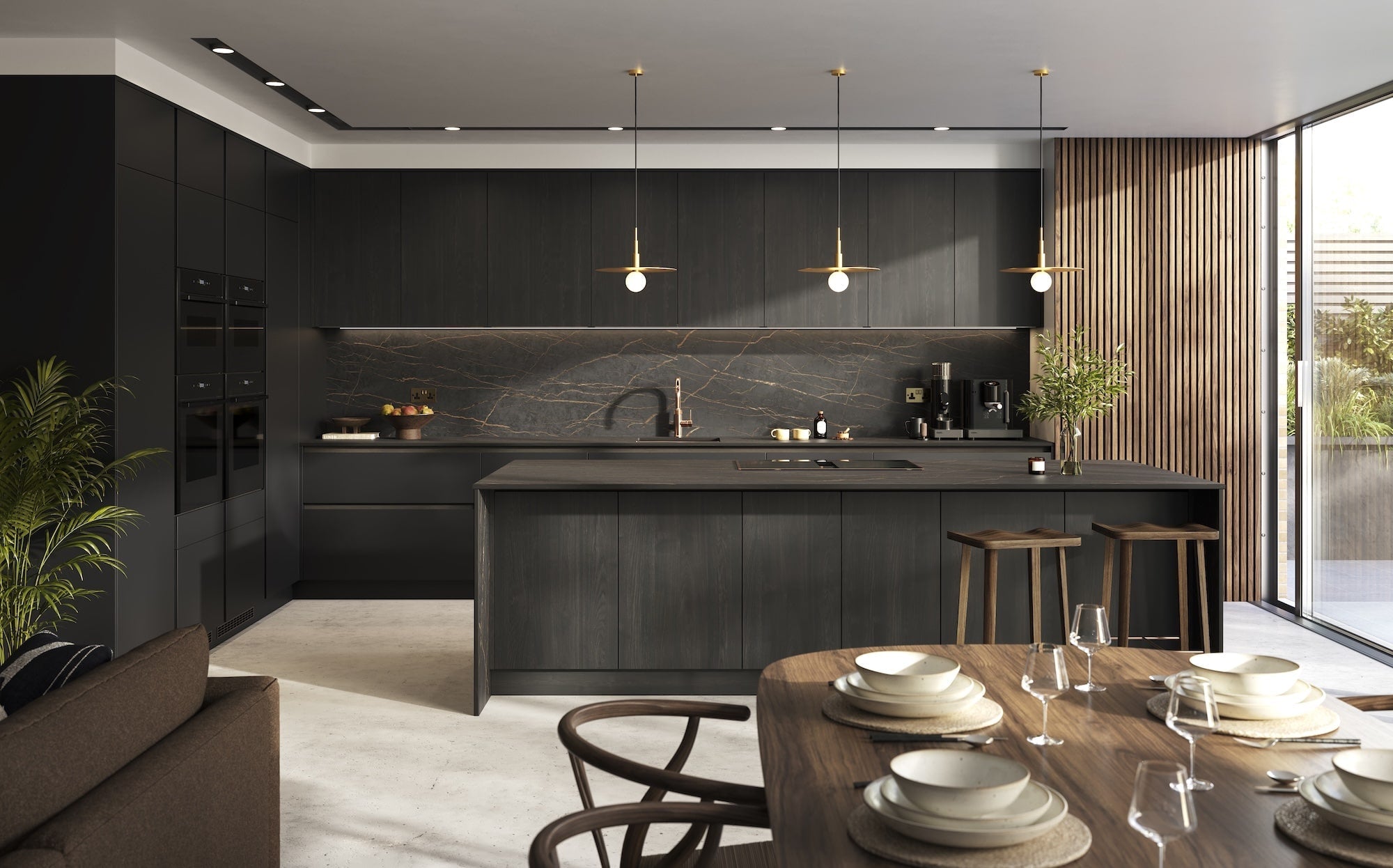 black handleless kitchen