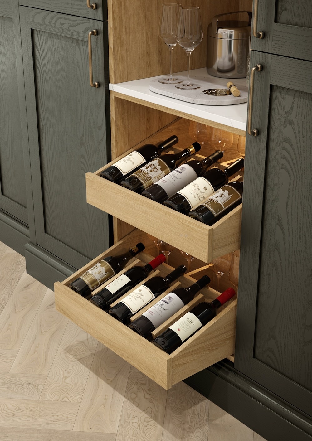Oak wine rack cabinet