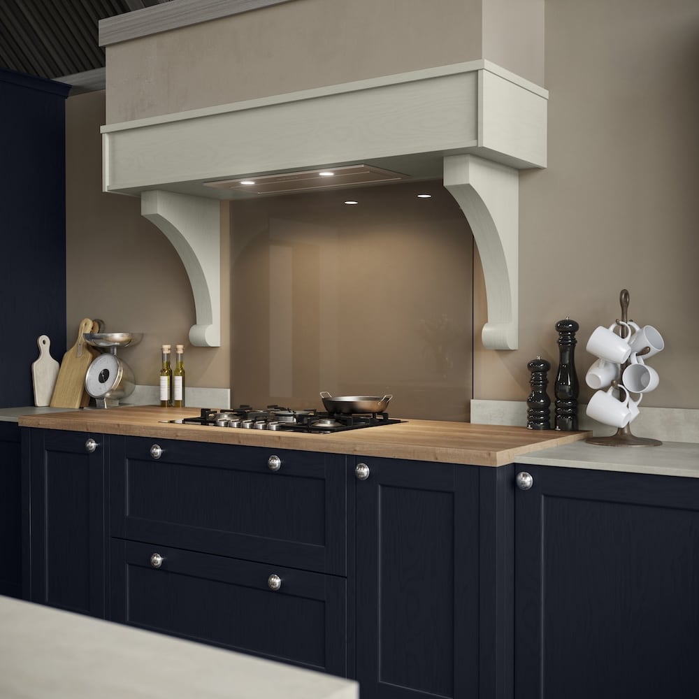 Blue traditional kitchen close up