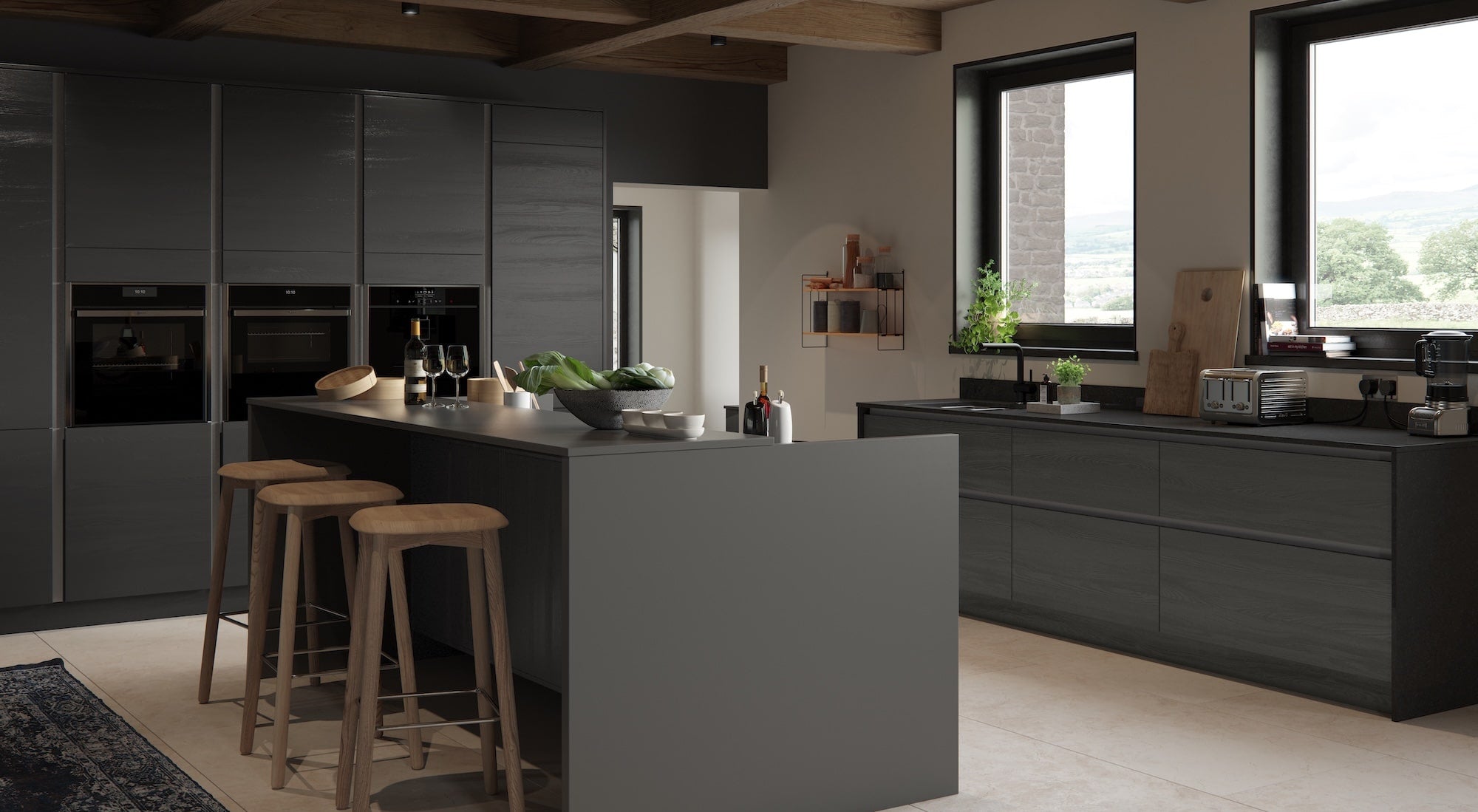 Dark modern British kitchen
