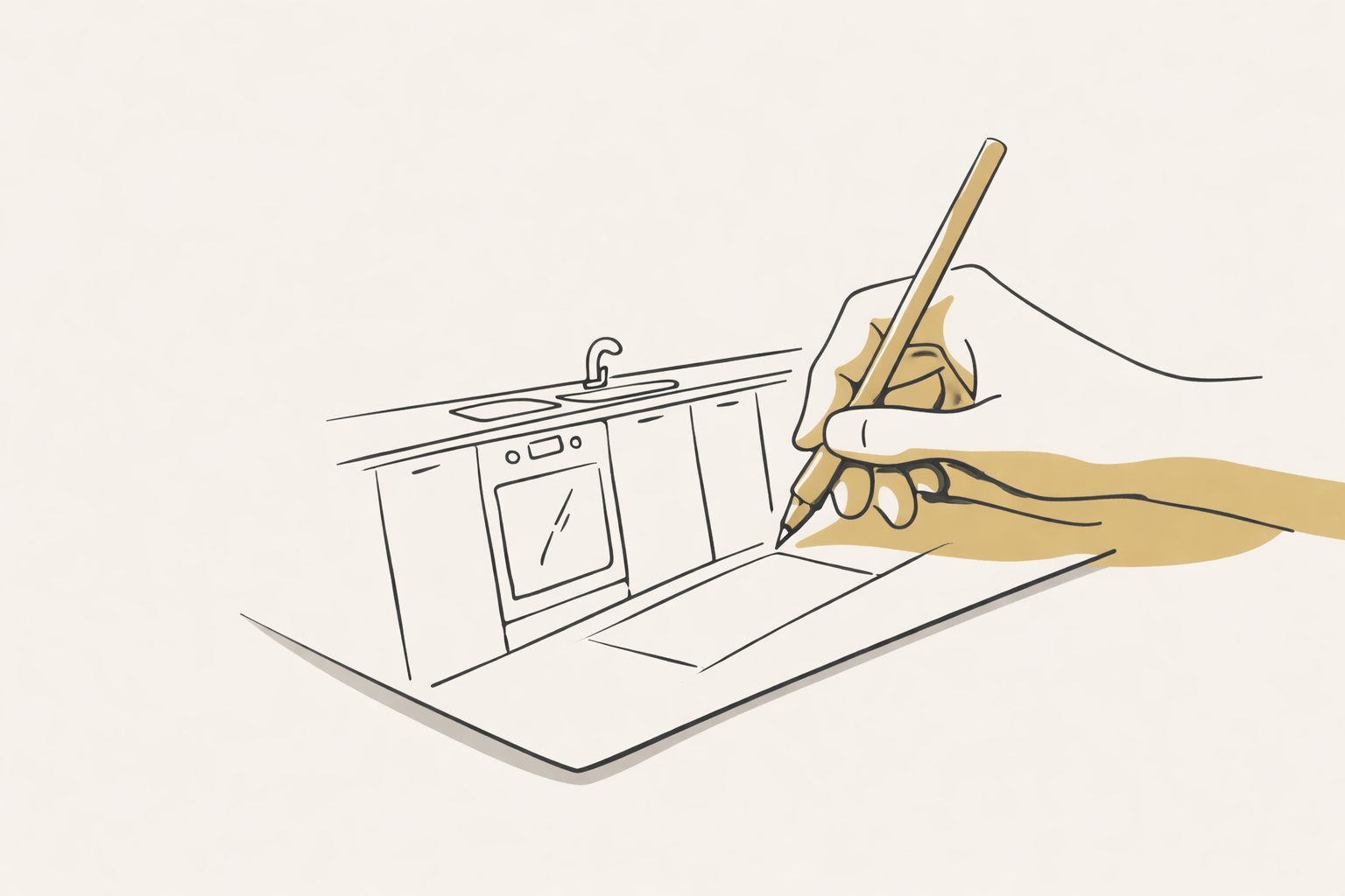 Drawing a kitchen design