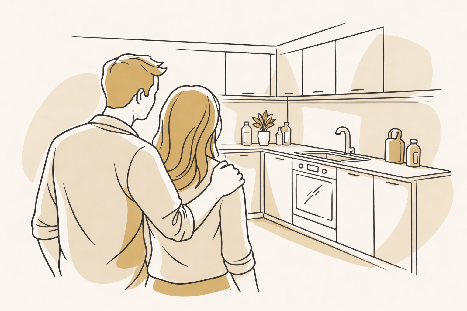 Couple looking at a kitchen