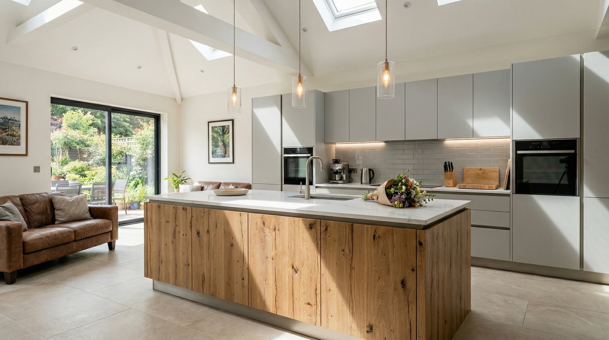 Modern handleless kitchen in Colchester