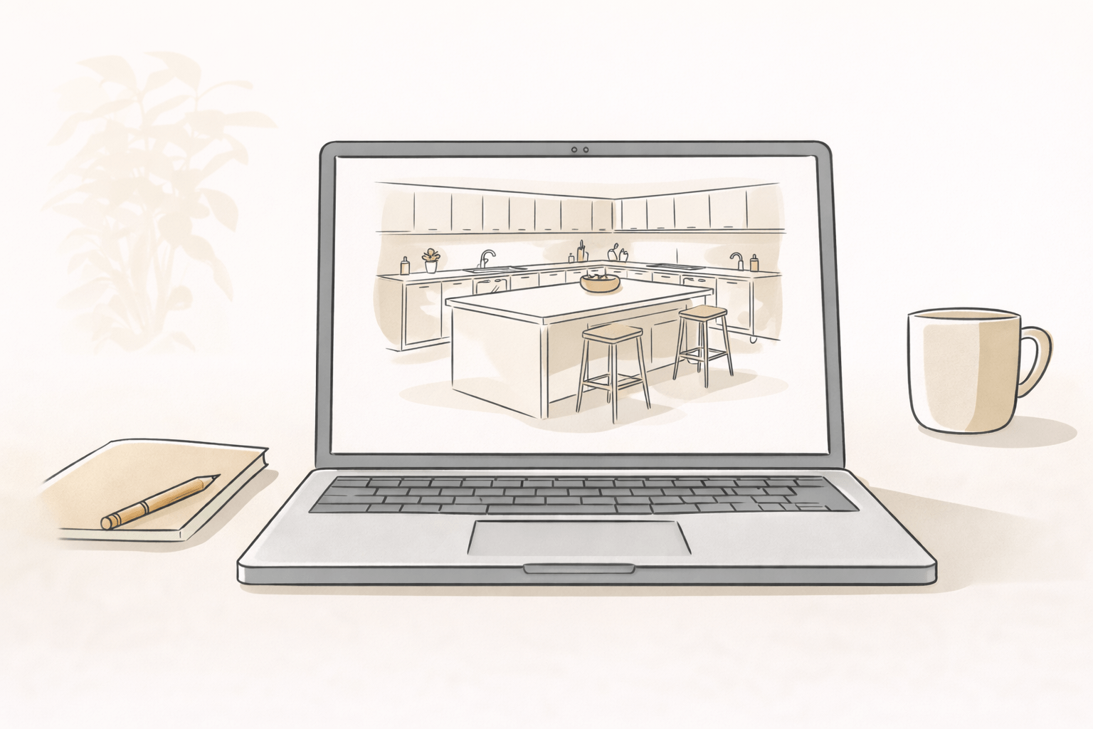 Kitchen design on a laptop