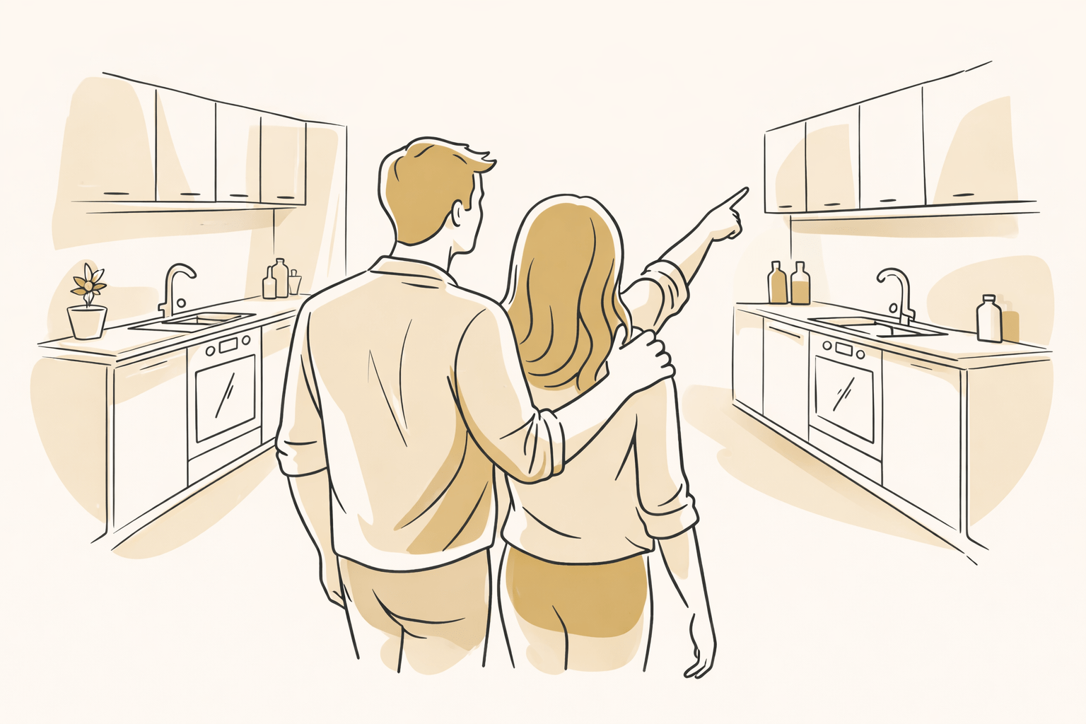 Couple in a kitchen showroom